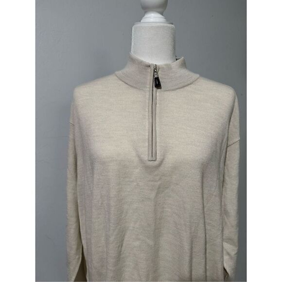 Peter Millar 1/4 zip pullover cream sweater merino wool silk blend XXL - Picture 7 of 7